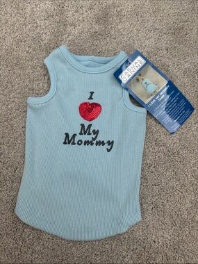 Casual Canine Light Blue Tank With Red Heart XS
